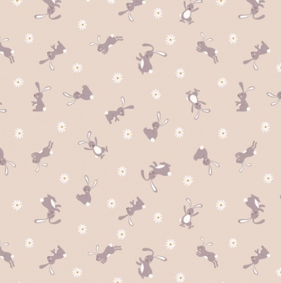 Bunny Hop Bunny on Dark Cream Cotton